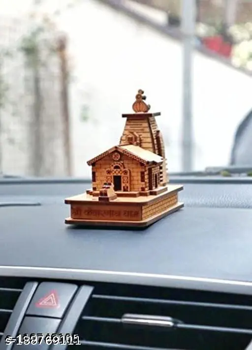 KedarNath A&S Ventures Decorative Wooden Shri Kedarnath Temple || Hand Crafted Wooden Temple || Wooden Miniature Mandir 9 X 5.5 X 10 Cm - Detail View