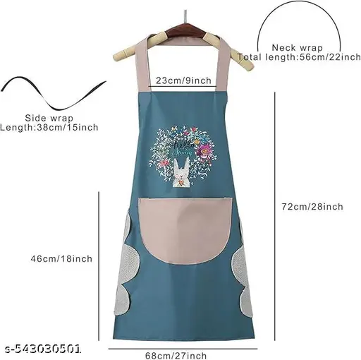 Pack 2 , Women Kitchen Apron with Hand Wipe Pockts, Big Pocket - Detail View