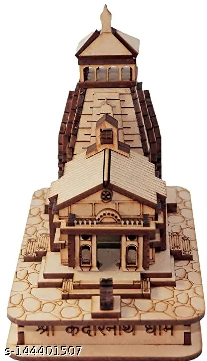 KedarNath A&S Ventures Decorative Wooden Shri Kedarnath Temple || Hand Crafted Wooden Temple || Wooden Miniature Mandir 9 X 5.5 X 10 Cm - Alternate View